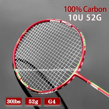 100% Carbon Fiber Nenavlečené Badminton Raketa Najľahší 10U 54 g 22-30LBS G4 Profesionálne Rakety, Tašky String Raketové Športy
