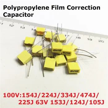 20PCS Polypropylénový Film kondenzátor 100V 154J100 224J100 334J100 474J100 225J100 63V 153J/124J/105J 0.15/0.22/0.33/0.47/1UF/15NF