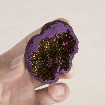 3 až 5 cm Aura achát geode Titánu, Bizmut, Kremík Druzzy achát hojnosť Minerálnych kameň liečivý Kryštál