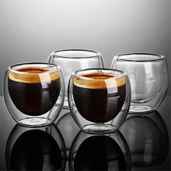 6pcs Tepelne-odolné Dvojité Steny Sklo Pohár Piva, Espresso Šálku Kávy Nastaviť Ručne vyrábané Pivo Hrnček na Čaj sklo Whisky Sklenené Poháre Drinkware