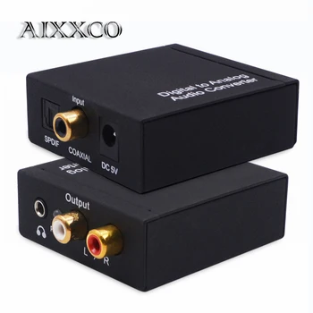 AIXXCO Digitálneho na Analógový Prevodník DAC (Digital SPDIF Toslink na Analógový Stereo Audio L/R Converter Adaptér s Optickým Káblom