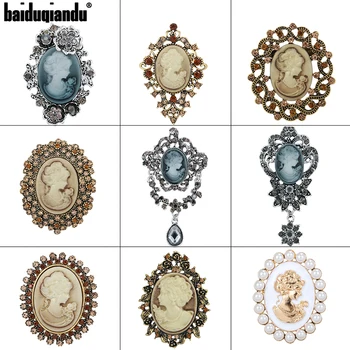 Baiduqiandu Značky Pôvodné Priame Najrôznejších Štýlov Crystal Kamienkami Portrét Vintage Brošňa Kolíky pre Ženy