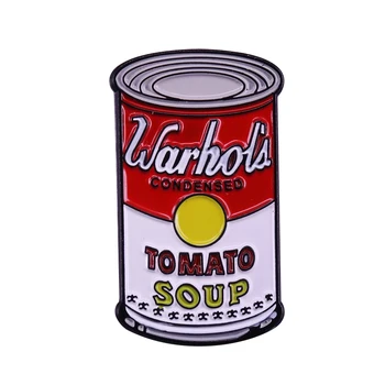 Campbell je paradajková polievka klopě pin Warhol pop art maľovanie odznak veľký umelec zber