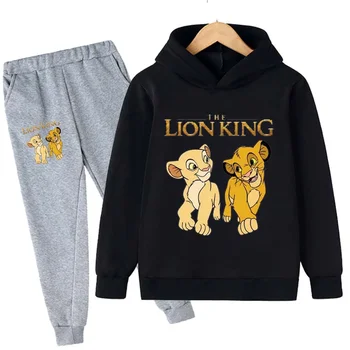Chlapci Dievčatá Oblečenie Lion King Simba Cartoon Deti Hoodies Vytlačené Dlhý Rukáv Mikina Topy a Nohavice 2 ks Oblečenia Bežné Sady