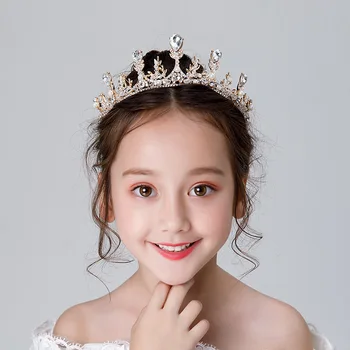 Deti Koruna Headdress Princezná Dievča Koruny Crystal hlavový most Golden Dievča Narodeniny Vlasy Príslušenstvo