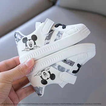 Disney Biele Členkové Topánky Pre Dieťa, Chlapec, Dievča Značky Deti Tenisky Mickey Mouse Deti Športové Topánky Batoľa Vychádzkové Topánky Veľkosť 25