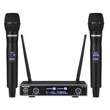 Freeboss FB-U35 Dual Spôsobom UHF Pevnou Frekvenciou Karaoke Party Cirkvi Bezdrôtový Mikrofón Systém s 2 Ručný Mikrofón