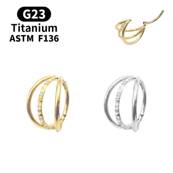 G23 F136 Titán Nosovej Septum Krúžok Daith Náušnice Hoop Nastaviť CZ Ucho Chrupavky Piercing Pery Záves Segment Piercing Šperkov