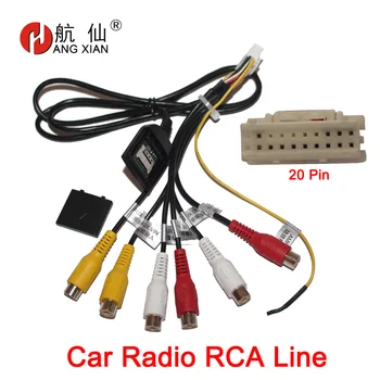 HANGXIAN 20 Pin Plug Auto Stereo Rádio RCA Výstup AUX Drôt Postroj Kabeláž Konektor Adaptéra subwoofer kábel s 4G slot karty SIM