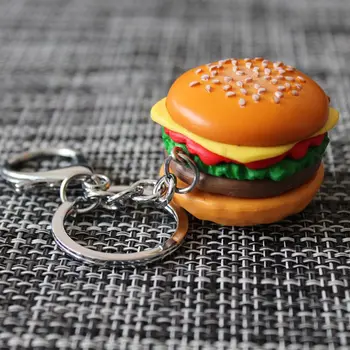 JAVRICK Módne Keychain Hamburger Cheeseburger Ílu Polyméru prívesok na Simuláciu Potravín Prívesok Keyring