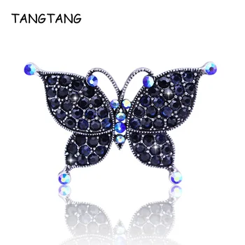 Kráľovská Modrá Krásny Motýľ Brošňa Pre Ženy Čína Drahokamu Crystal Kostým Šperky, Starožitný Farba Klopě Pin Odznak, BH8349