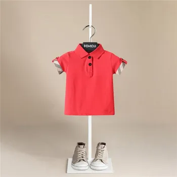 Luxusný Dizajn Chlapci Multicolor Letné Tričká Bavlnené Chlapčenské Oblečenie Krátky Rukáv Topy Deti Polo Tričko Modrá Biele Chlapčenské Odevy