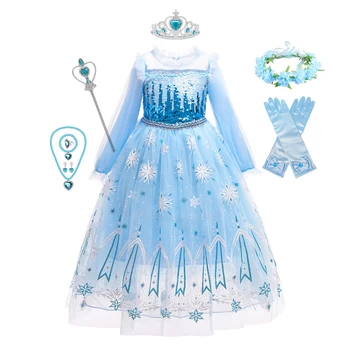 Mrazené 2 Kostým pre Dievčatá Princezná Šaty Deti Snehová Kráľovná Cosplay Vianočné Oblečenie Elsa Zdobiť Maškarný Ples Šaty