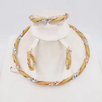 NEW Vysoká Kvalita Ltaly 750 Zlatá farba Šperky Set Pre Ženy, afriky korálky módny náhrdelník nastaviť náušnice šperky