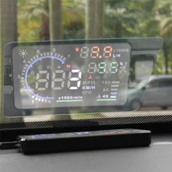 Nové Auto HUD Reflexné Fólie Head Up Display Systém Film OBD II Spotrebu Paliva Zobrazenie prekročenia rýchlosti Auto Príslušenstvo Auto Styling