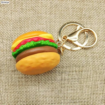 Nové hamburger prívesok na Mužov Nové simulácie Prívesok Keychain Ženy Kúzlo potravín Auto Krúžok Najlepšie Strany darček šperky