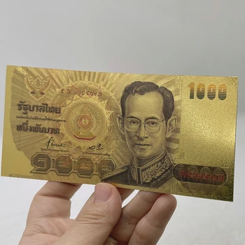 Nové Thajsko Bankovky 1000 Thajský Baht Bill Zlato, bankovky S Farbami Thajsko 24k Gold Plastové vstupenky Na Darčeky