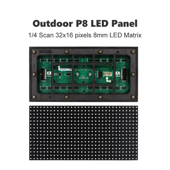 P8 LED Obrazovky Panel Modul Vonkajšie 256*128mm 32*16 Pixelov 1/4 Scan SMD3535 Rgb Farebný P8 LED Panel Displeja Modul