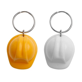 Plastová Prilba Tvrdý Klobúk Keychain Prípade Prázdninové Tvorivé Praktické-Žltá/Biela Farba Prilby Keychain Šperky Darček