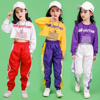 Pre 8 10 12 14 16 18 Rokov Dospievajúce Dievčatá Oblečenie nastavte Orezanie Mikina Tričko Bezec Nohavice Hip Hop Oblečenie Jazz Tanečné Kostýmy