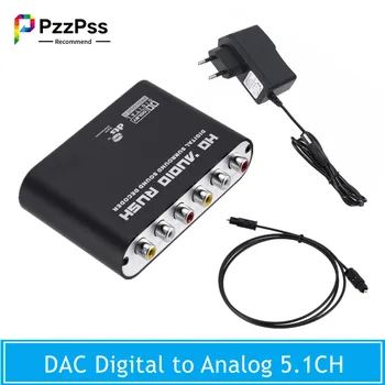 PzzPss AC3 Audio Digitálneho na Analógový 5.1 Kanálový Stereo DAC Prevodník Optický SPDIF Koaxiálny AUX 3,5 mm 6 RCA Dekodér Zosilňovač