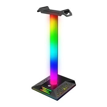 RGB Herné Slúchadlá, Stojan Priesvitné LED Svetlo Dual Port USB Touch Ovládania Ploche Headset s Displejom Držiak na Slúchadlá Príslušenstvo