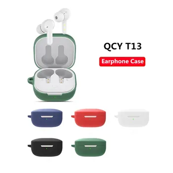 Silikónová Slúchadlá do uší puzdro Pre QCY T13 Mäkké Bezdrôtové Bluetooth Slúchadlá Plnenie Box Ochranné Puzdro S Hákom
