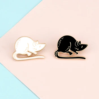 Čierne Biele Malé Myši Brošne Cartoon Potkanov Smalt Pin Zvierat Odznak Taška Džínsové Bundy Klopě Pin Ikonu Módne Šperky pre Deti